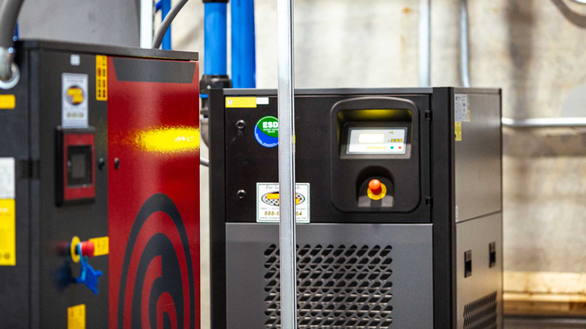 an EMAX refrigerated air dryer run by compressed air on display
